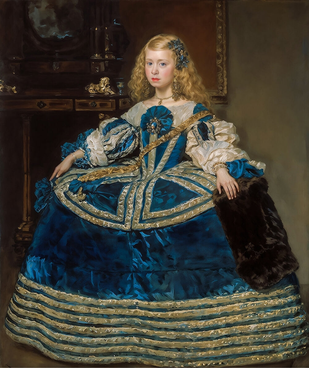 Your Photo to Infanta Margarita Teresa in a Blue Dress