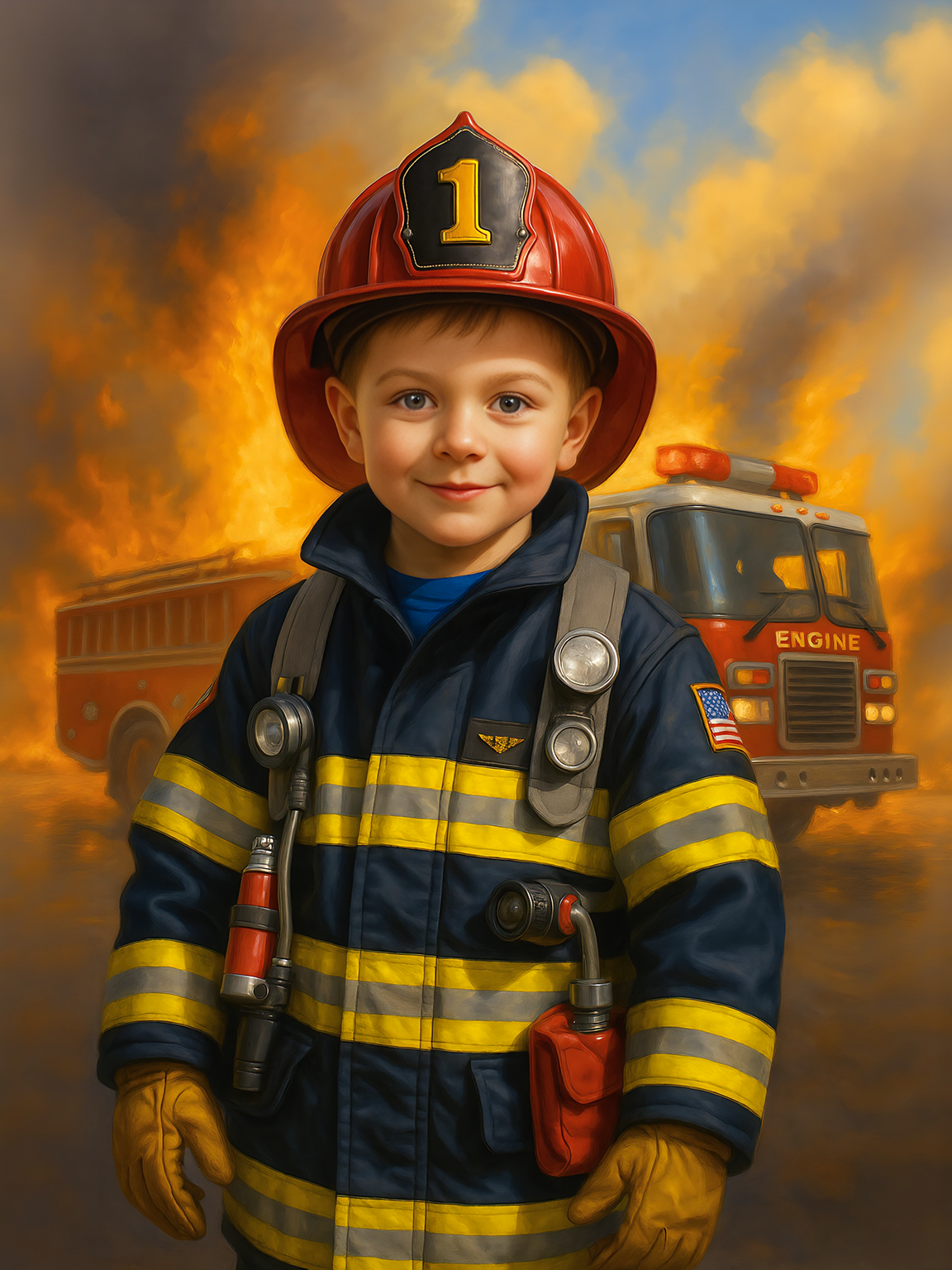 Your Photo to Little Firefighter